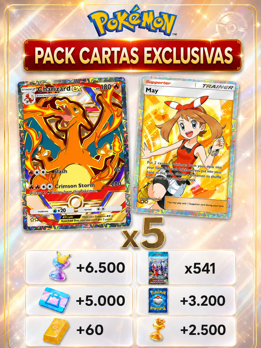 Pack Cartas Exclusivas +541 Sobres y Recursos (5 Cartas Personalizadas)