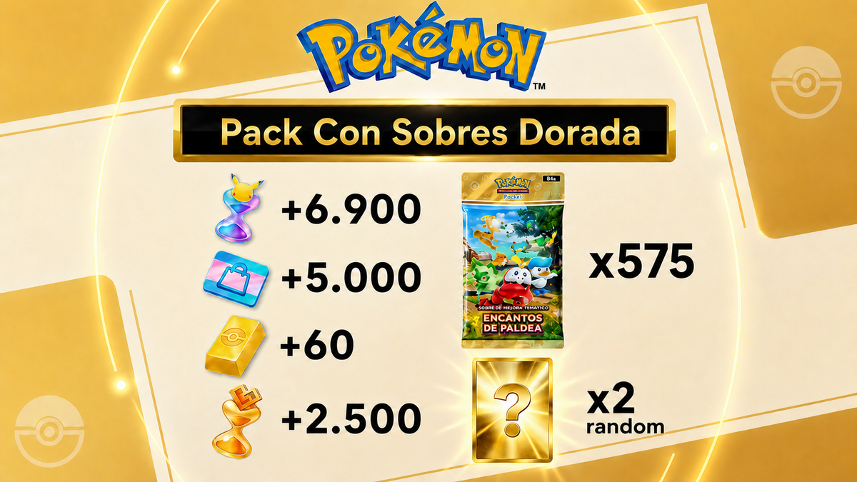 575 Sobres 2 CARTAS DORADAS RANDOM Pokémon TCG Pocket: 60 Lingotes - Cartas Ex Random