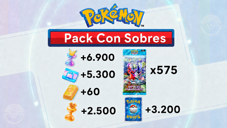 Pack Con Sobres Pokémon TCG Pocket: 575 Sobres o mas - Lingotes - Cartas Ex Random