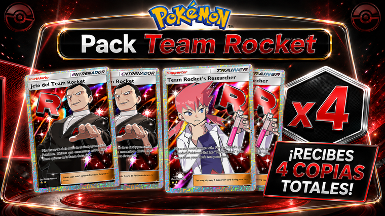 Pack Team Rocket Cartas x2 Jefe del Team Rocket y 2 Profesoras del Team Rocket · ¡Envío a tu perfil personalizado!