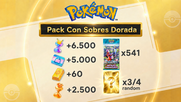 541 Sobres 3/4 CARTAS DORADAS RANDOM Pokémon TCG Pocket: 60 Lingotes - Cartas Ex Random