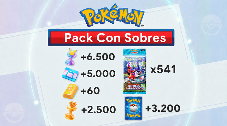 Pack Con Sobres Pokémon TCG Pocket: 541 Sobres o mas - Lingotes - Cartas Ex Random