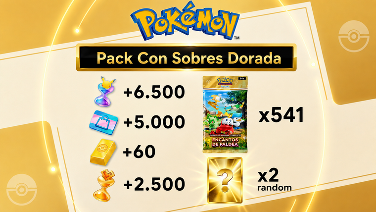541 Sobres 2 CARTAS DORADAS RANDOM Pokémon TCG Pocket: 60 Lingotes - Cartas Ex Random
