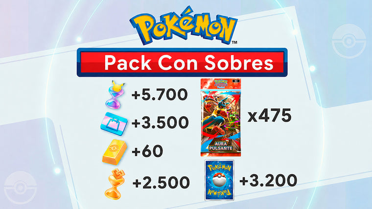 Pack Con Sobres Pokémon TCG Pocket: 475 Sobres o mas - Lingotes - Cartas Ex Random
